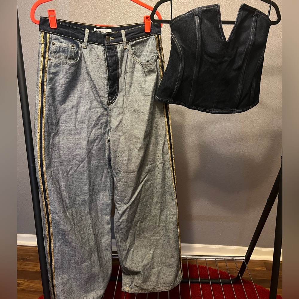 ZARA “inside out” denim wide leg trouser jeans